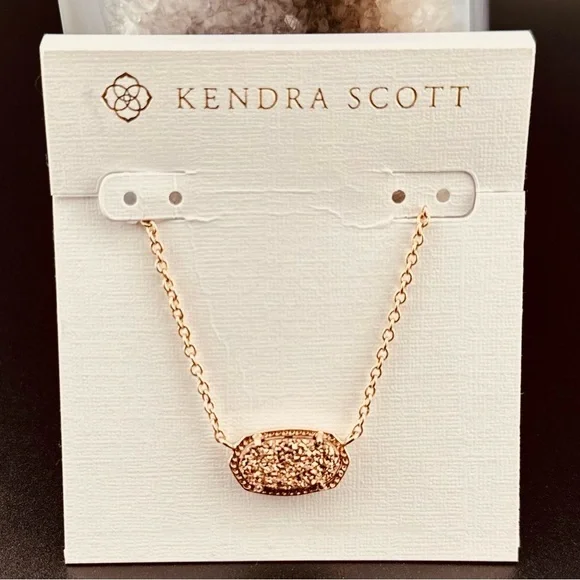 Kendra Scott Elisa Rose Gold Drusy Extended Length Pendant - Picture 4 of 7